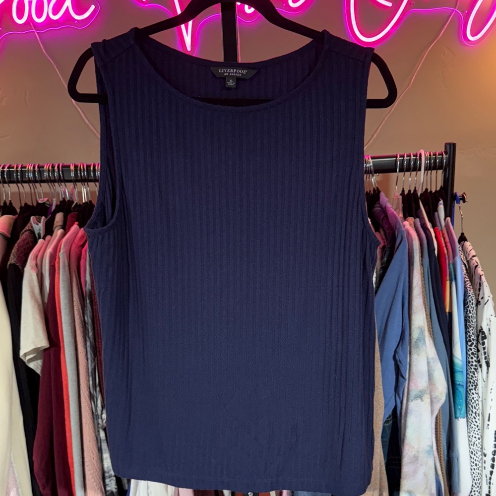 Liverpool Navy Ribbed Tank Top